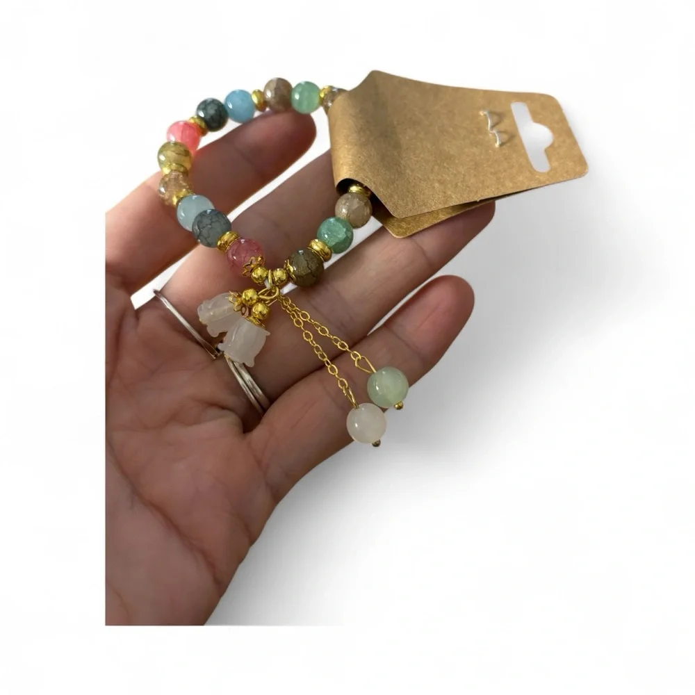 Women boho Elegant Multicolor Beaded Bracelet with dangle beads